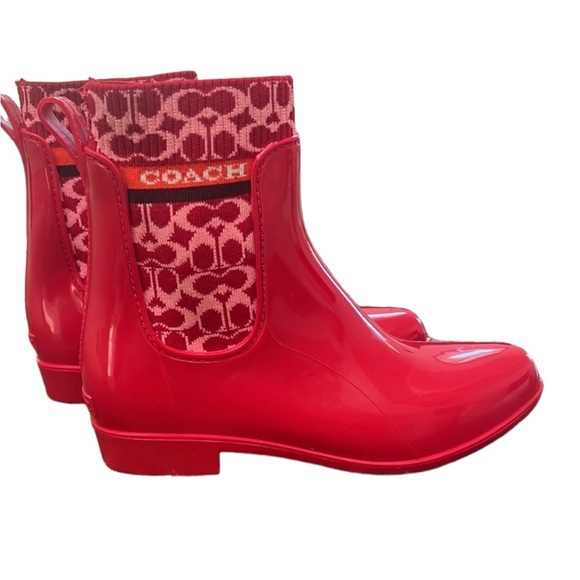 Coach Rivington Rain Bootie in Candy Apple Red – Sz 8 - Picture 6 of 11
